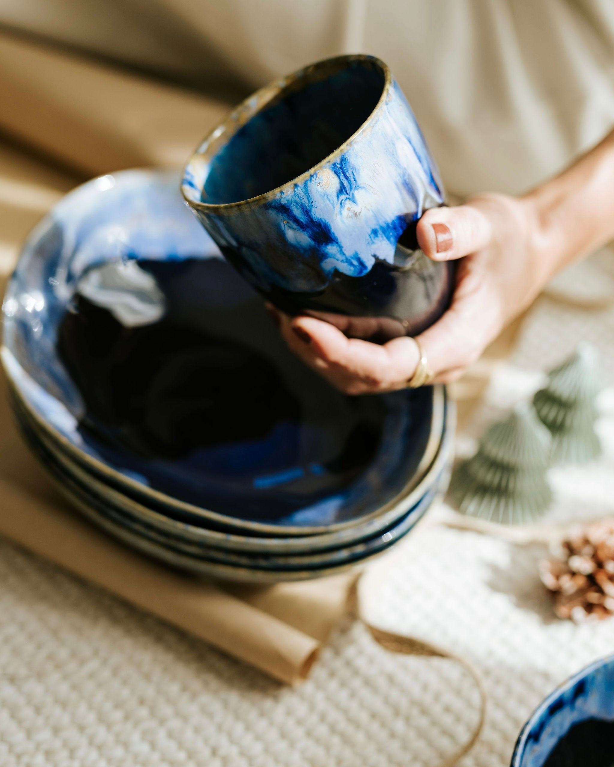 Lino Müslischale Deepseablue