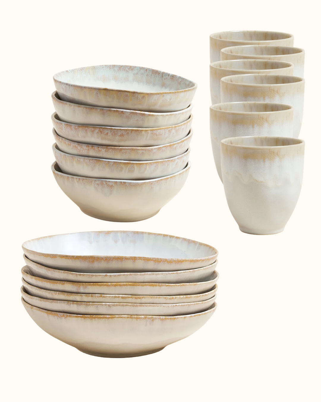 Lino Arrifana Geschirrset Perlmutt Sand 18-teilig