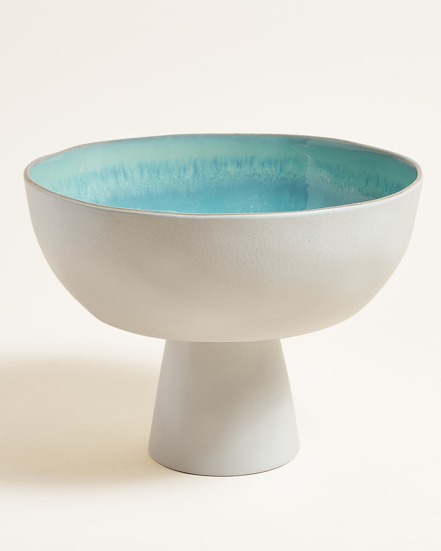 Oceano Bowl with Foot Turquoise