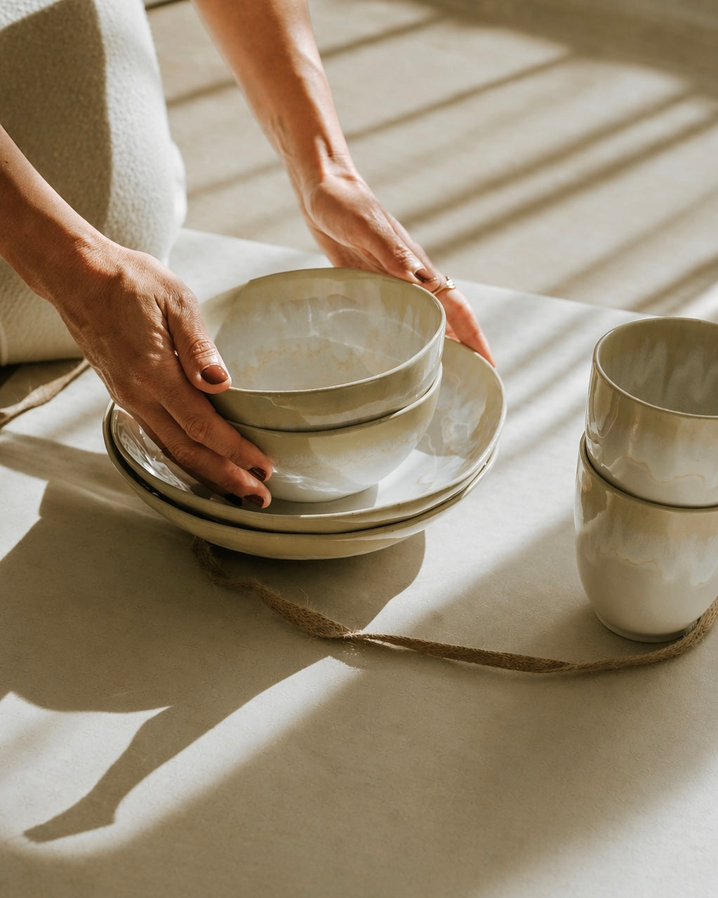 Arrifana Geschirrset Sand 12-teilig