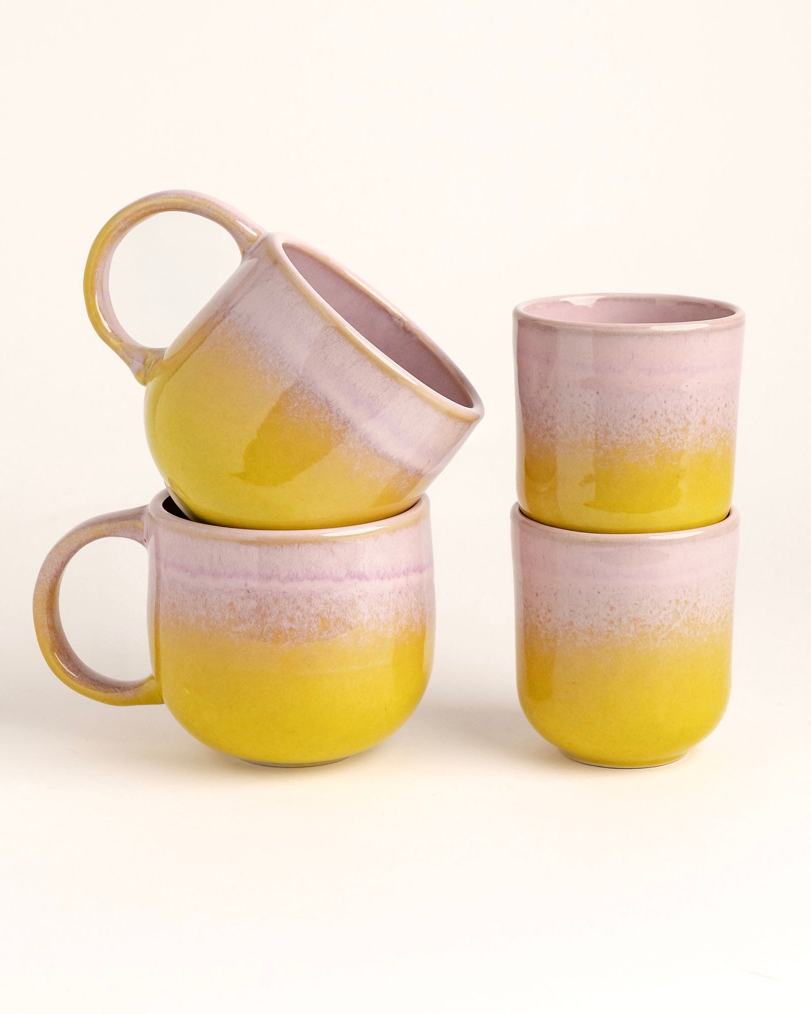 Tassen- und Becherset Doce und Noa Rosa Gelb 4-teilig